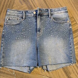 Judy Blue Light Wash Denim Shorts with Crystal Studs
